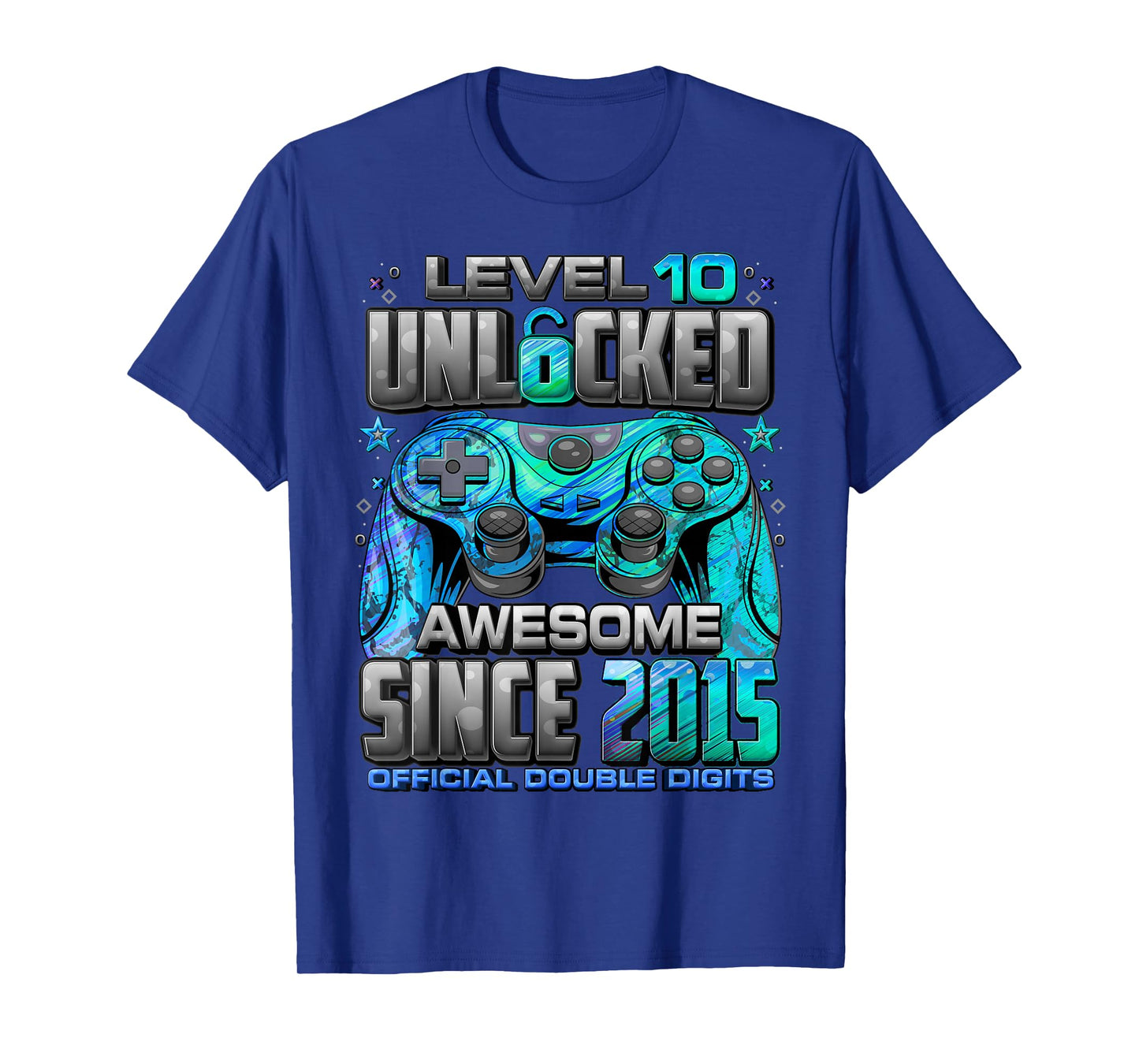 Level 10 Unlocked Awesome Since 2015 10th Birthday Gaming T-Shirt