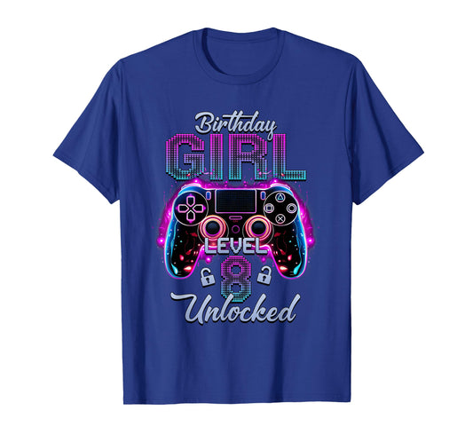 Gamer Girl Level 8 Unlocked Video Gaming 8th Birthday Gifts T-Shirt