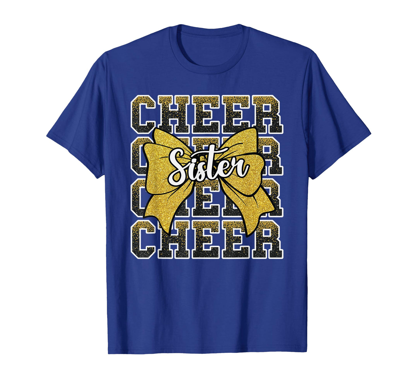Cheer Sister Bow Sport Cheerleader Cheerleading Yellow T-Shirt