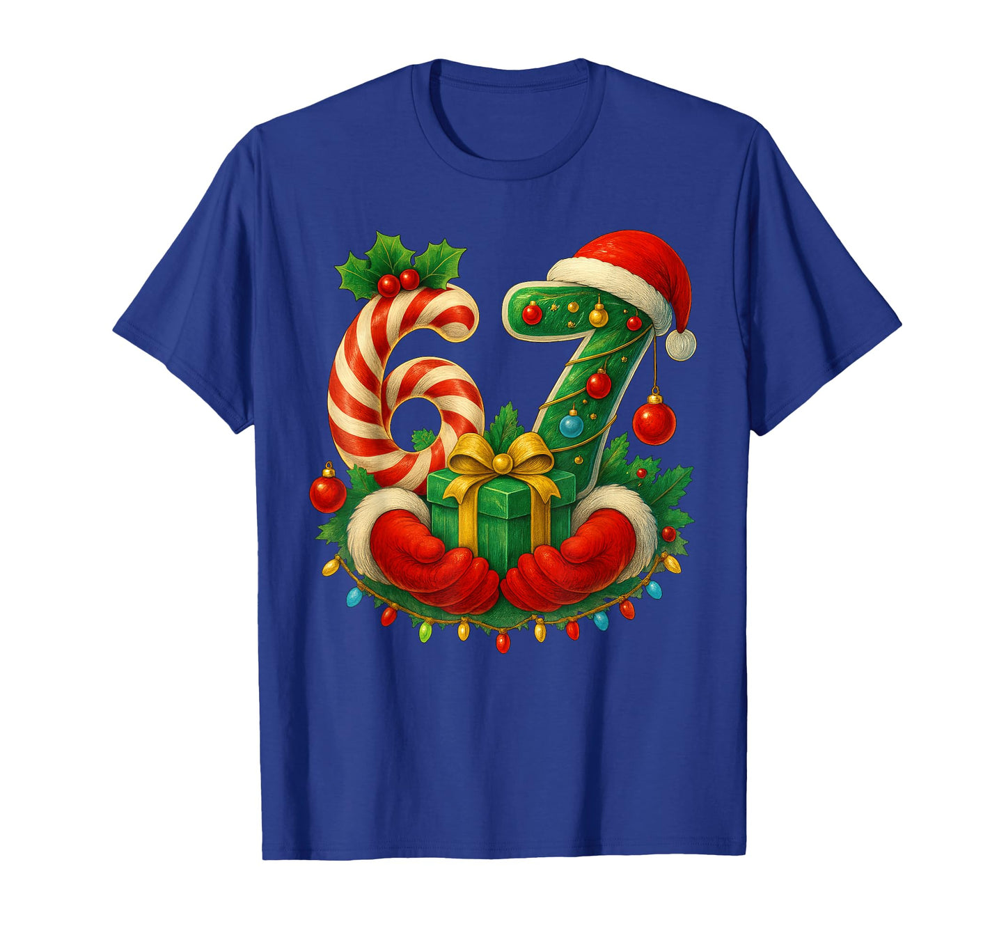 Funny 6 7 Meme 67 Gen Alpha 6 7 Hands Family Kids Christmas T-Shirt