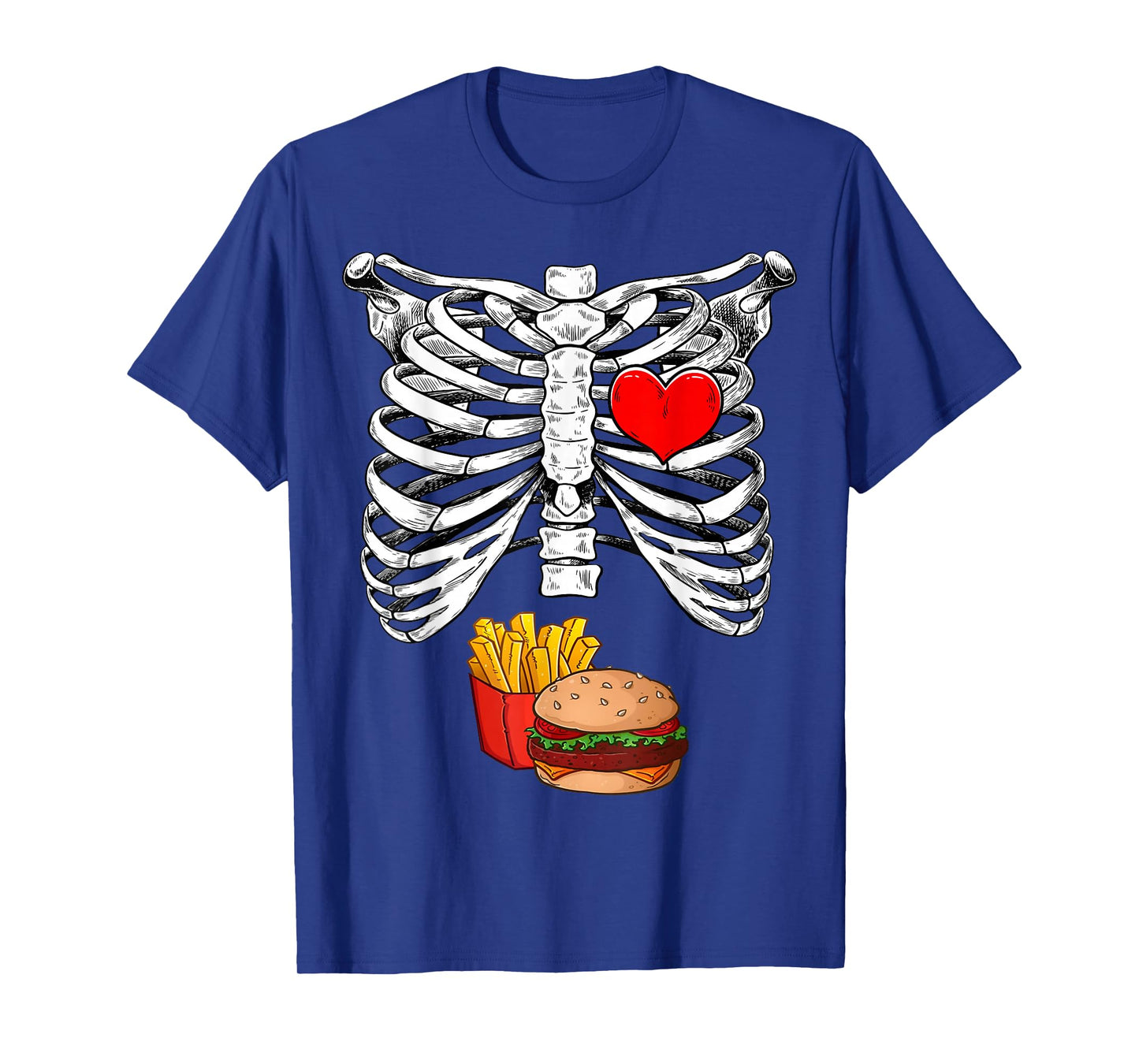 Halloween Dad Skeleton Pregnancy Hamburger Fries Xray Funny T-Shirt