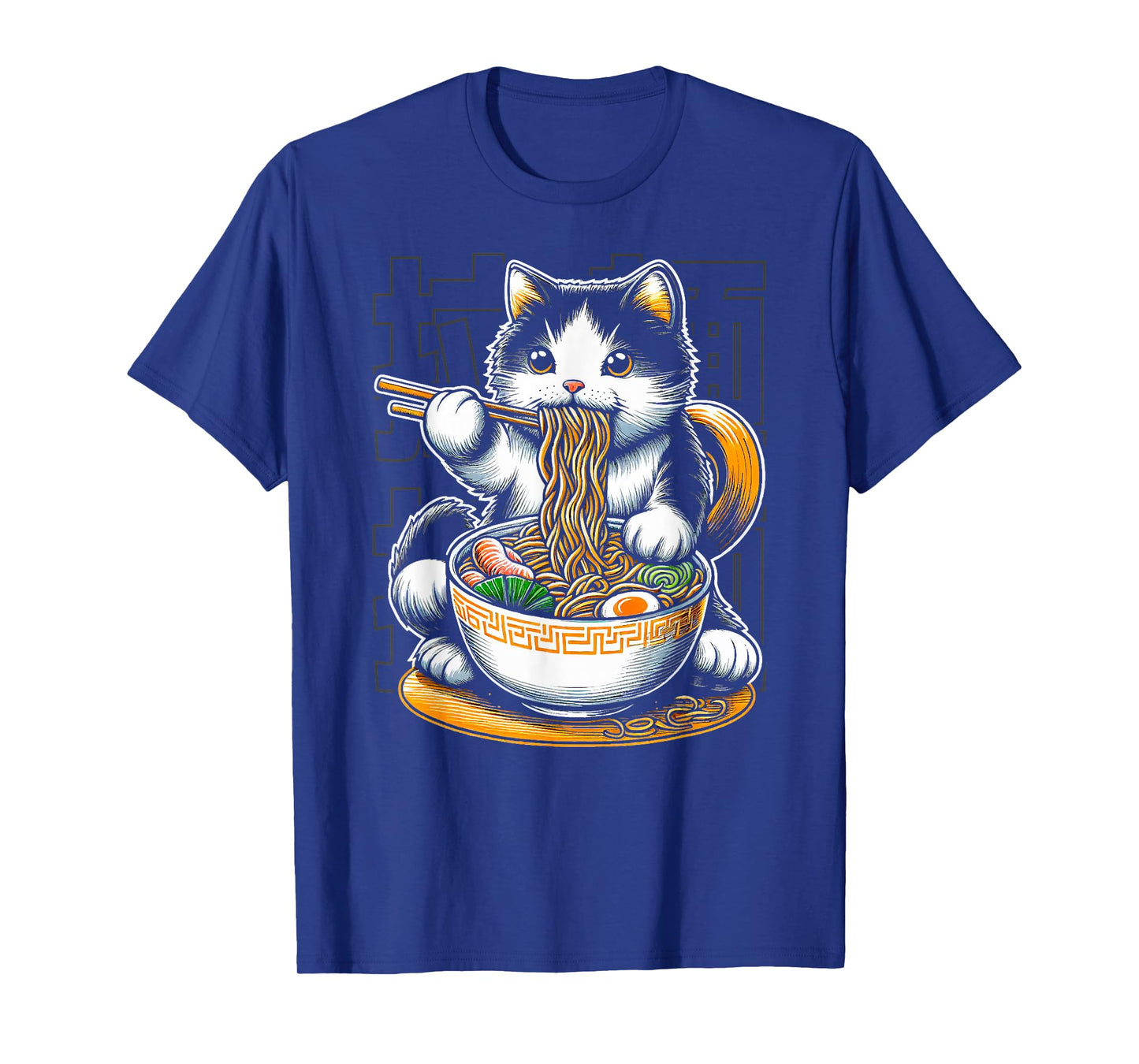 Cat Eating Ramen Food Cat Lover Ramen Noodles Eater T-Shirt