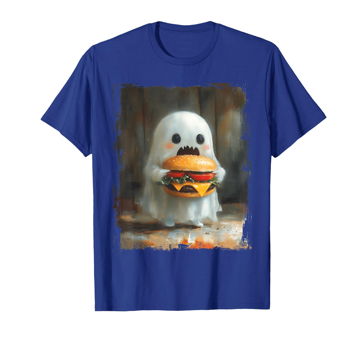 Cute Hamburger Ghost Eating Burger Halloween Food Lovers T-Shirt