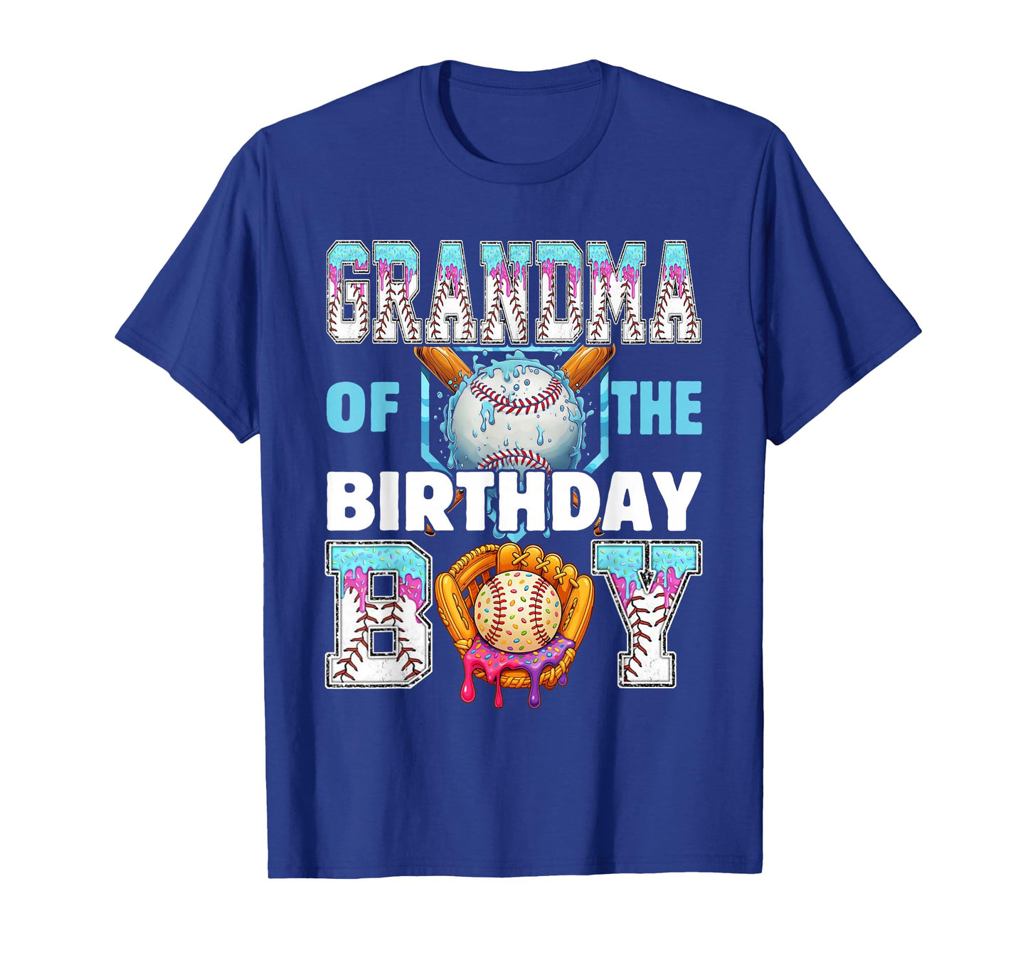 Baseball Ice Cream Drip Grandma of The Birthday Boy T-Shirt