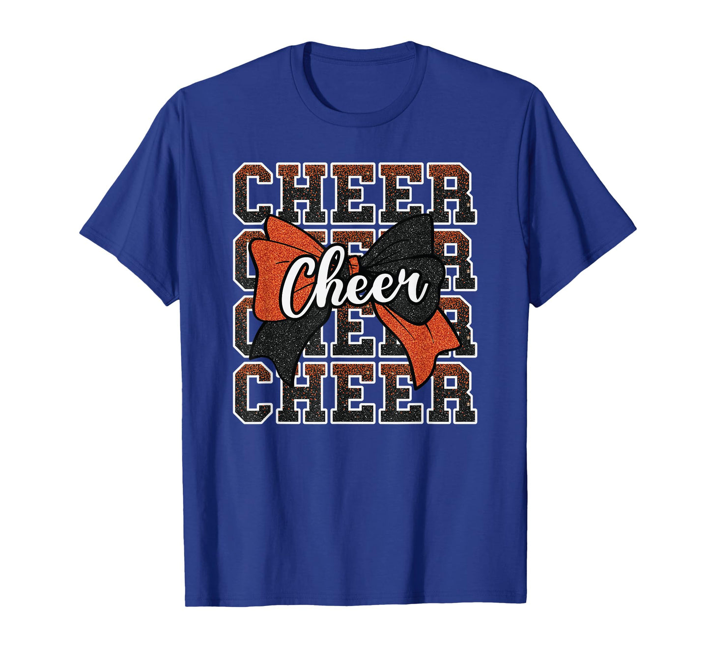 Orange Black Bow Cheer Sport Cheerleader Cheerleading Team T-Shirt
