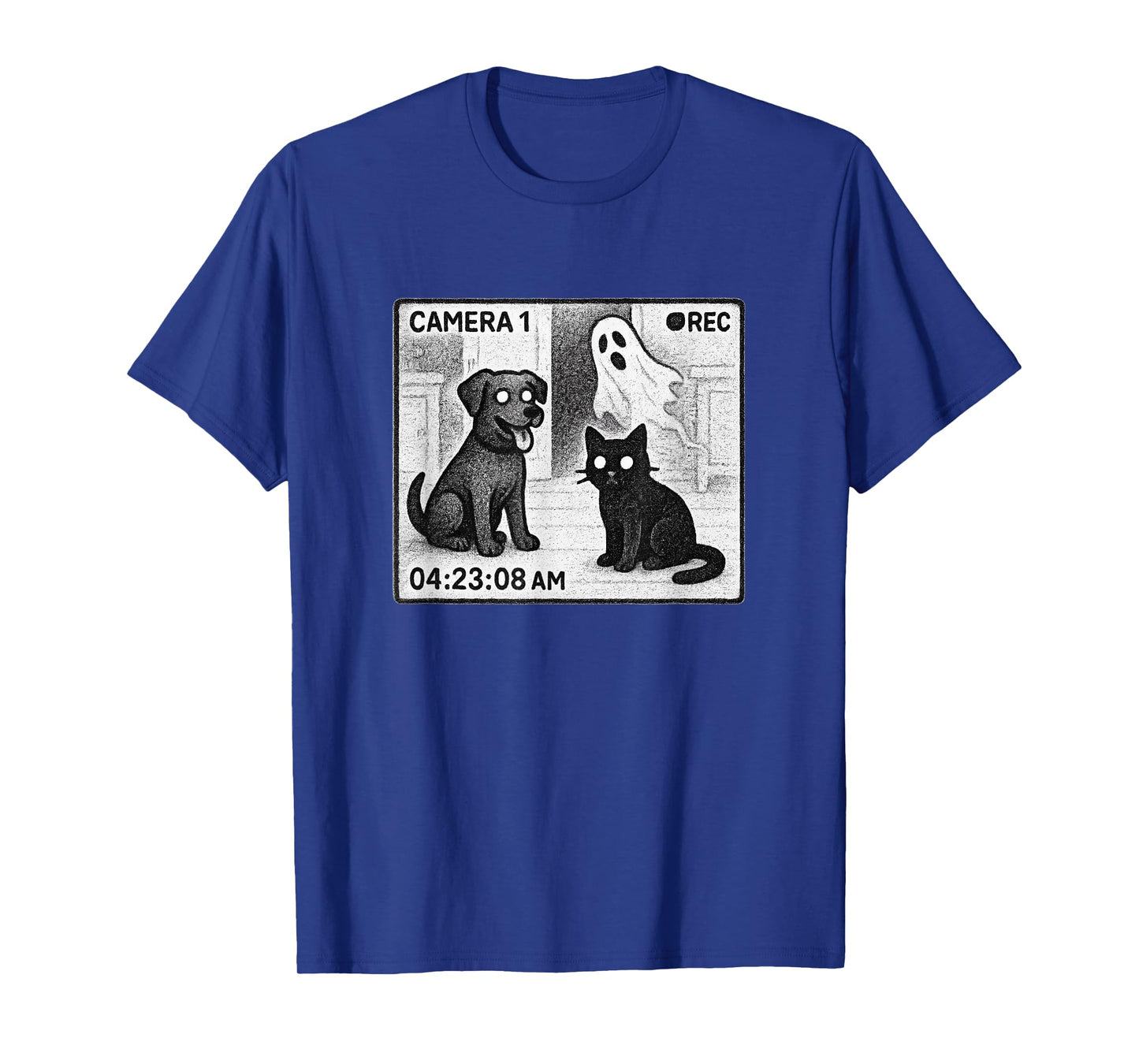 Ghost Caught on pet cam Funny Dog and cat Halloween T-Shirt