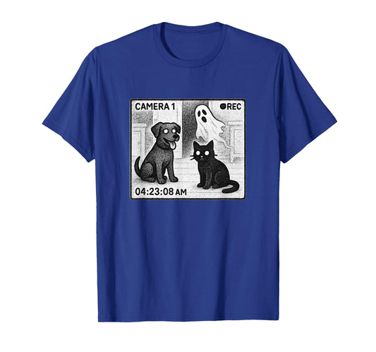 Ghost Caught on pet cam Funny Dog and cat Halloween T-Shirt