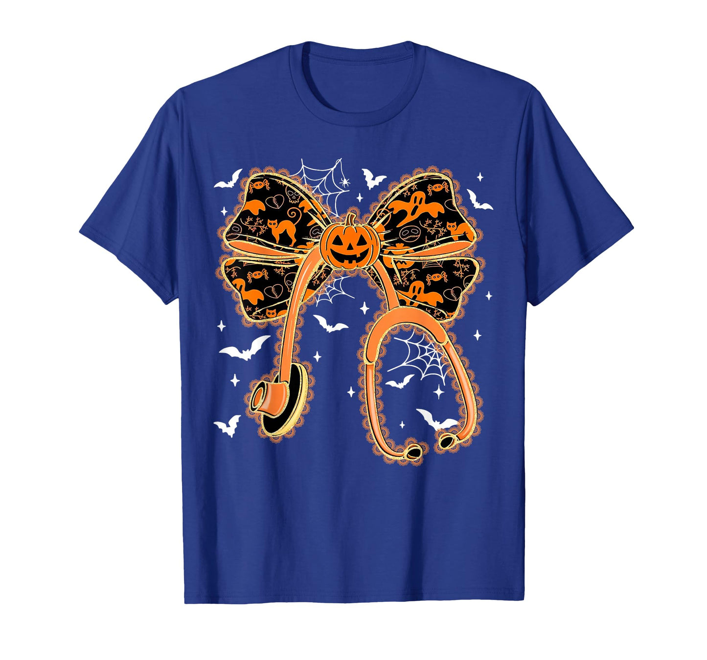 Spooky Nurse Stethoscope Bow Ghost Halloween Costume RN CNA T-Shirt