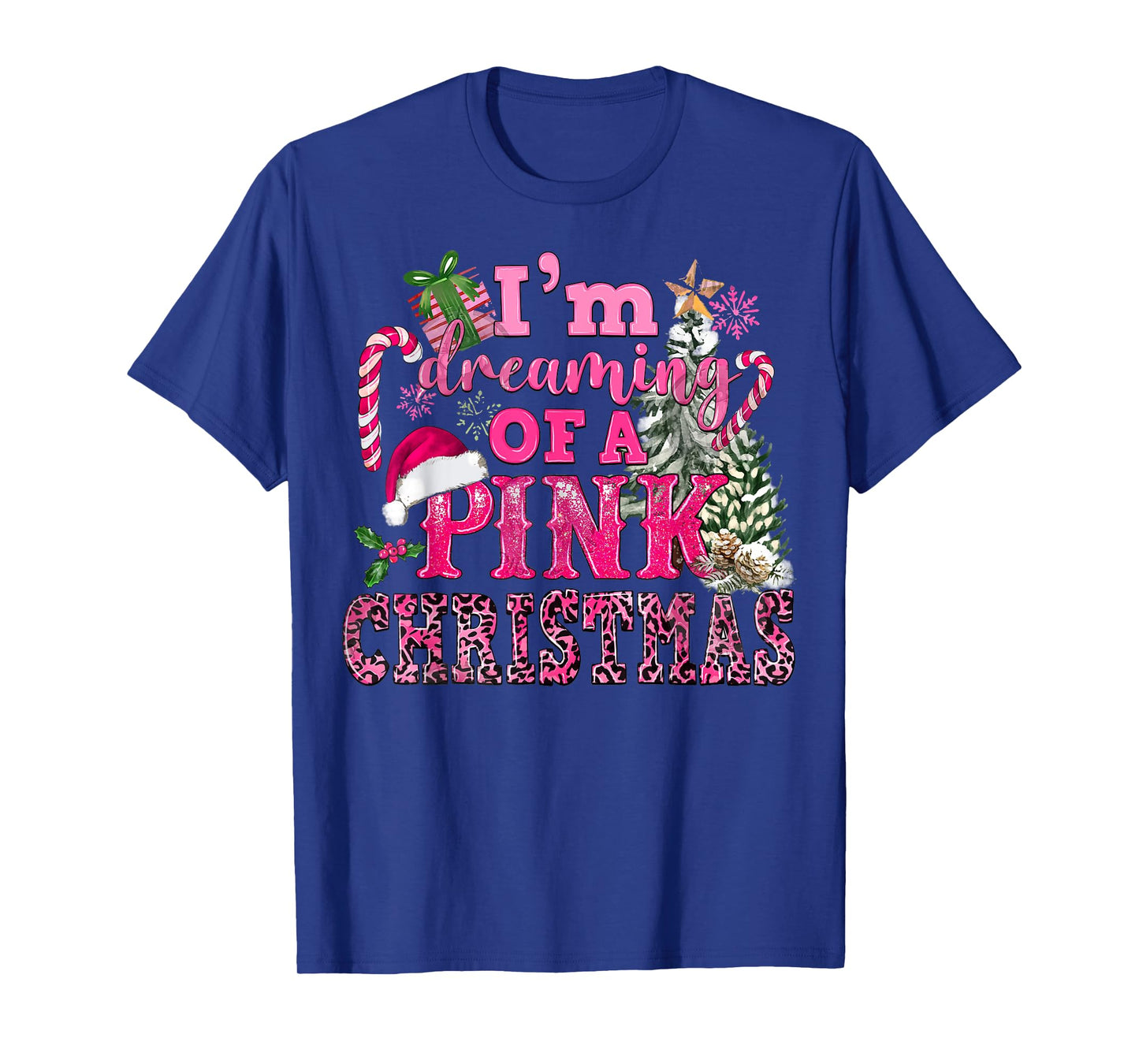 I'm Dreaming Of A Pink Christmas Tree Lights Candy Cane T-Shirt