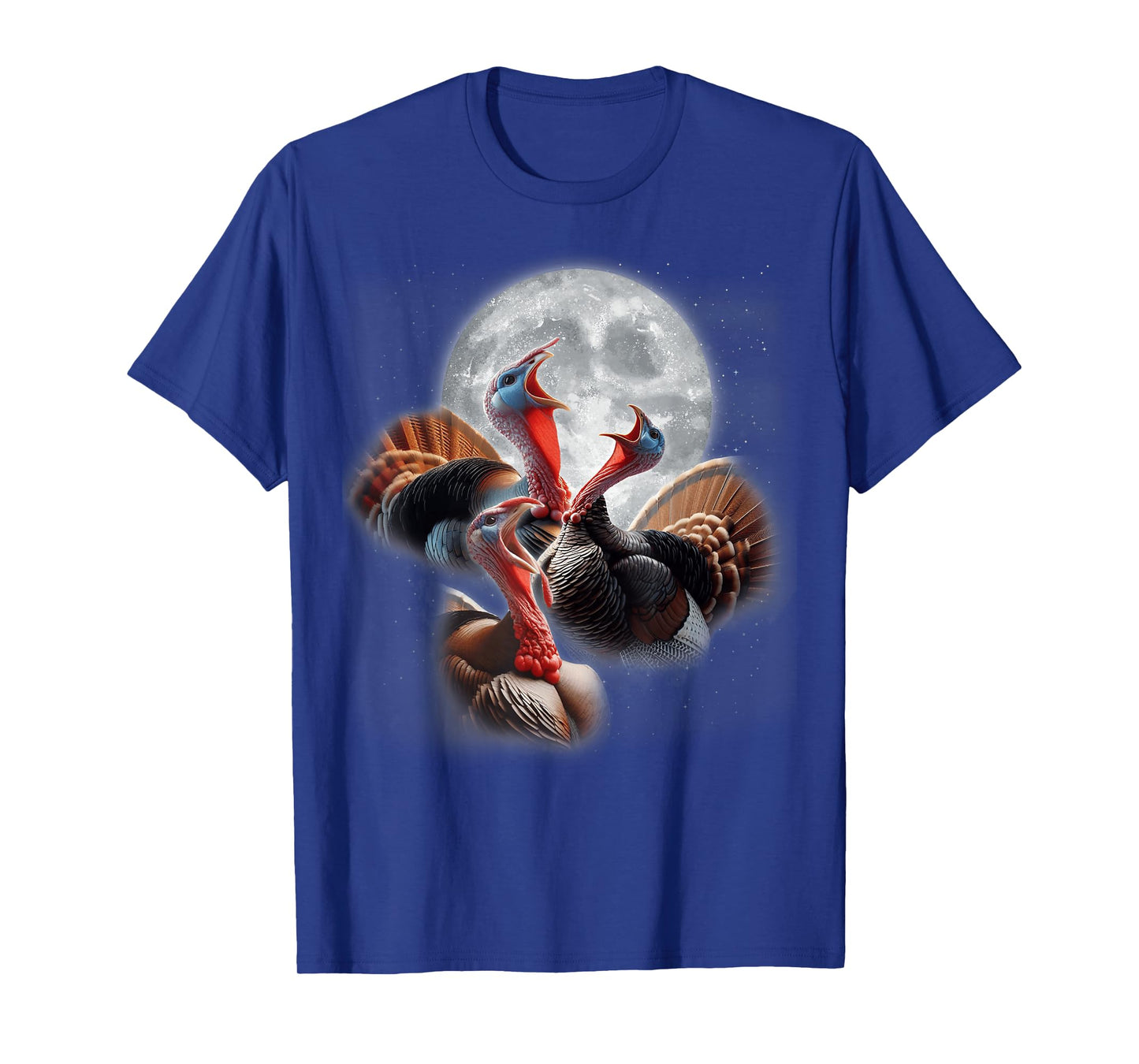 3 Turkeys Howling at The Moon Funny Turkey Hunting Lover T-Shirt