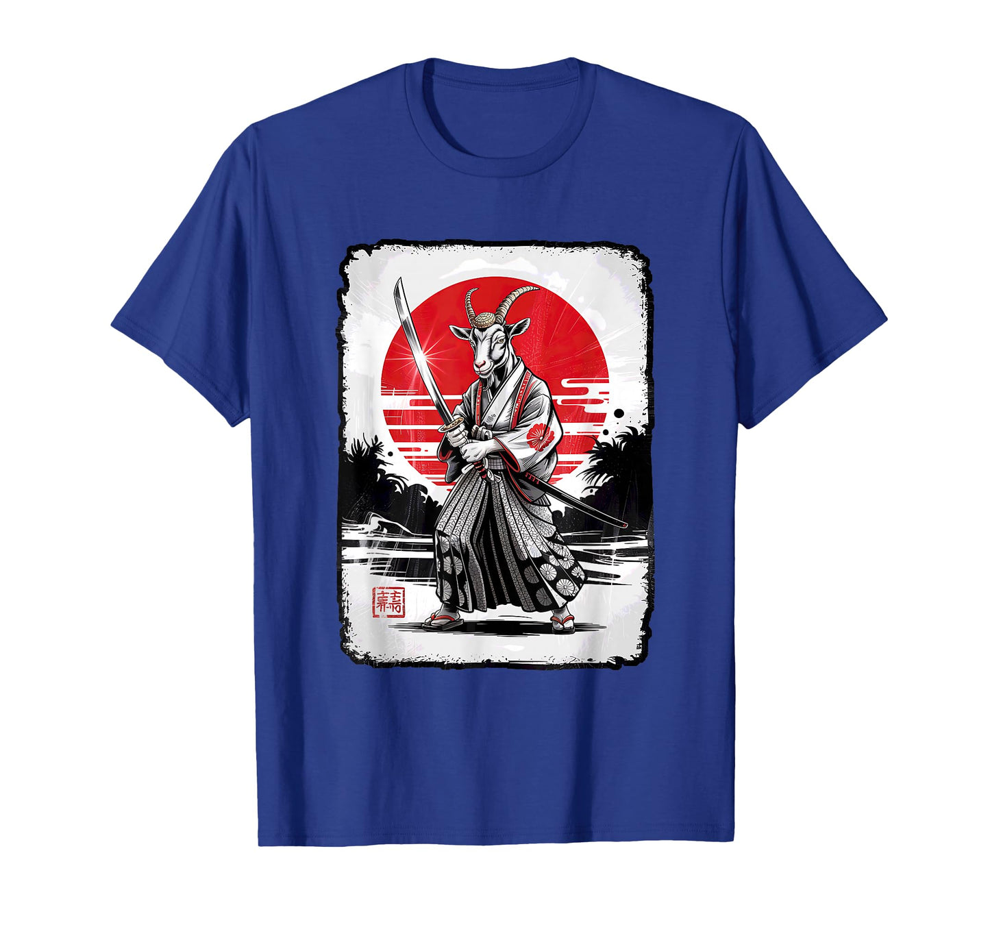Goat Samurai Ninja Vintage Anime Japanese Ukiyo-e T-Shirt