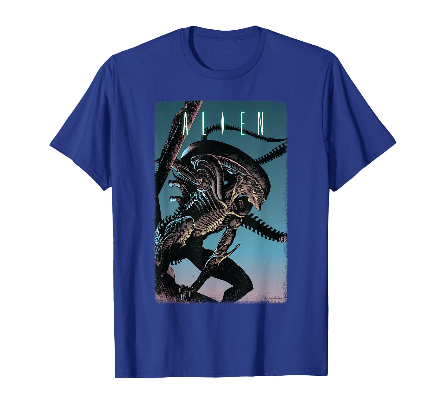 20th Century Fox Alien Xenomorph Illustrated Poster T-Shirt - Unisex-Adult, Classic Fit, Short Sleeve, Black