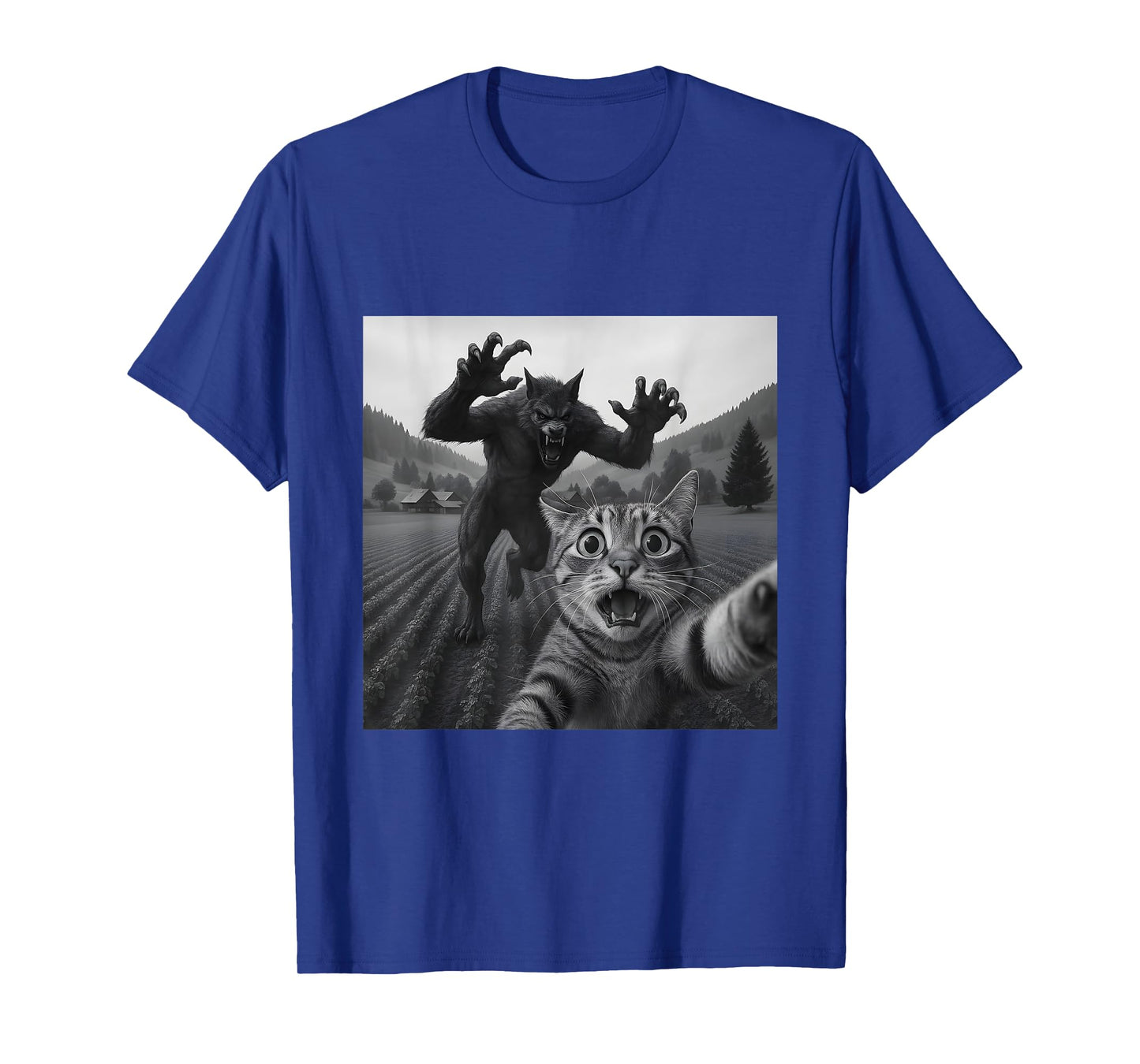 Epic Werewolf and Funny Cat Scary Monster Design T-Shirt