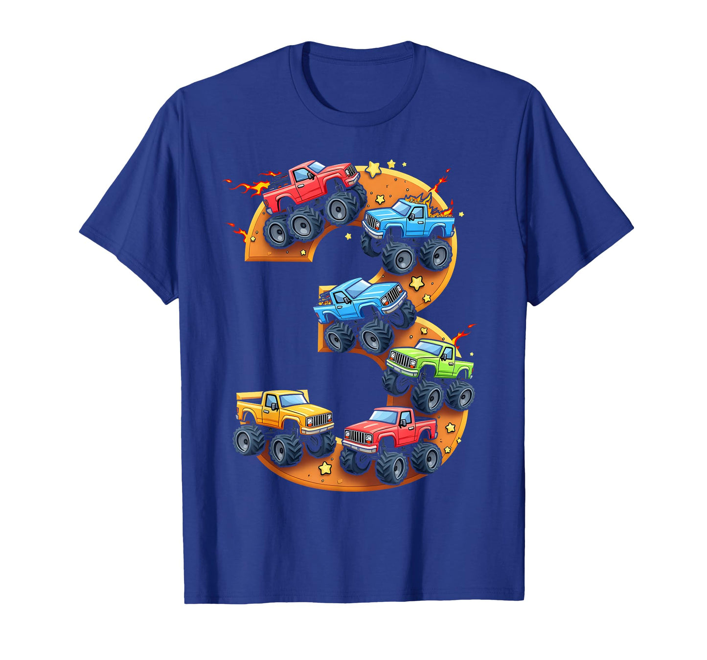3 Year Old Monster Truck Boy Toddler 3rd Birthday Party T-Shirt