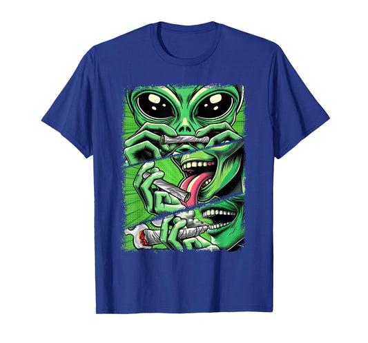 Cannabis Weed Lover Stoner Babe 420 Alien Smoking Weed T-Shirt
