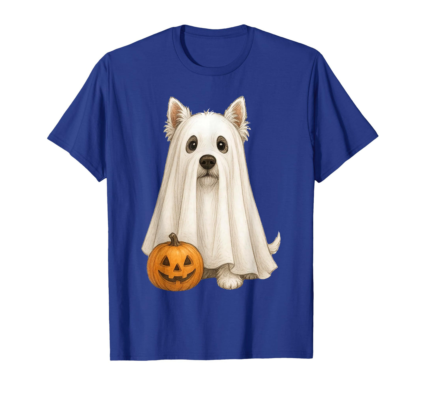 Cute Westie Dog Ghost Pumpkin Halloween Pet Animal Lover T-Shirt