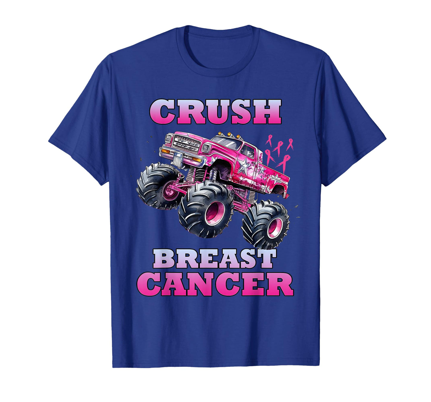 Crush Breast Cancer Monster Truck Wear Pink Kids Boys Girls T-Shirt