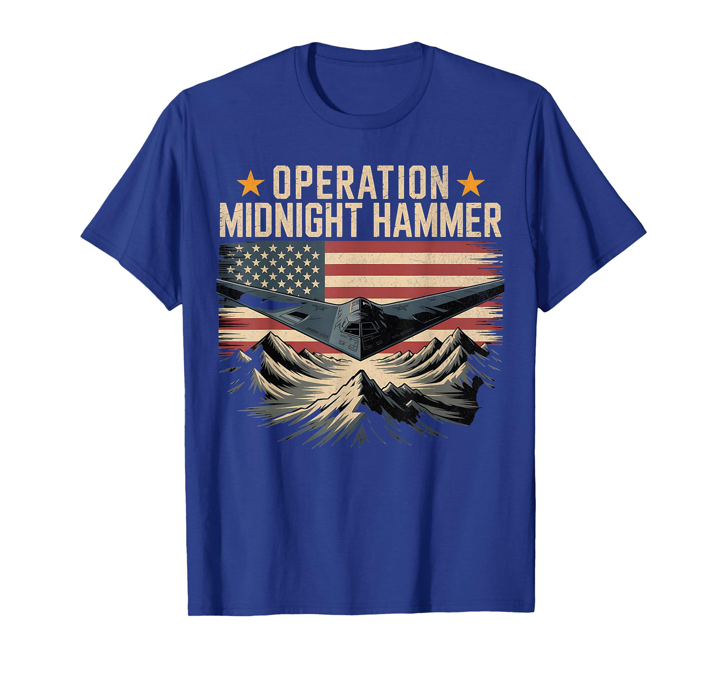 Retro Operation Midnight Hammer B-2 Jet with American Flag T-Shirt