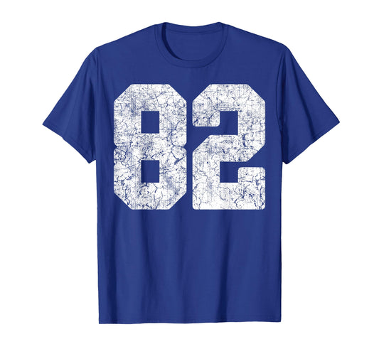 Distressed White Number 82 Jersey Player Uniform #82 Grunge T-Shirt