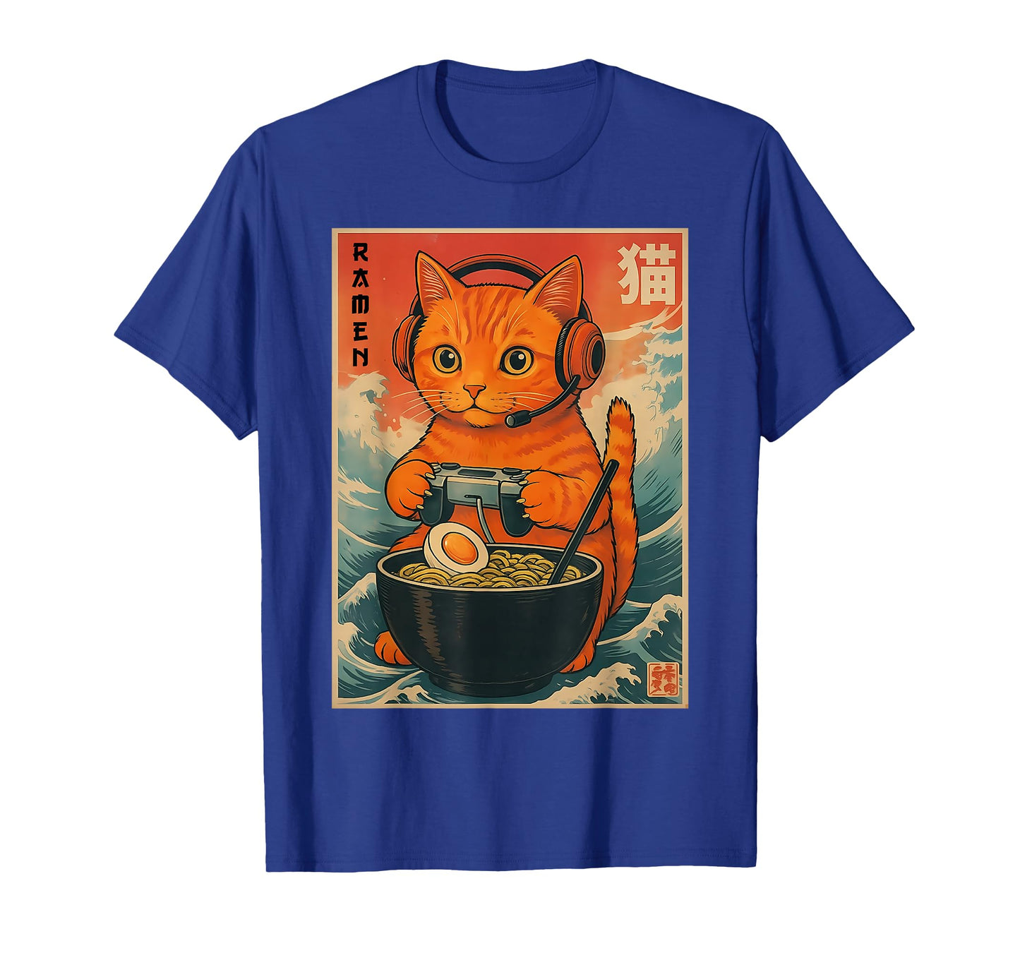 Cute Kawaii Gamer Cat Funny Ramen Retro Japanese Cat Gaming T-Shirt