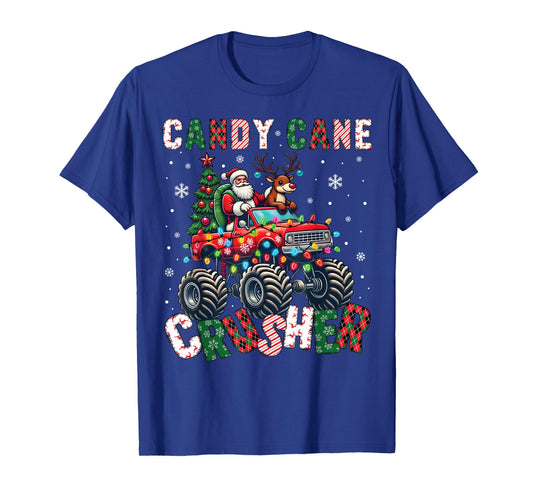 Christmas Candy Cane Crusher Xmas Monster Truck Toddler Boys T-Shirt