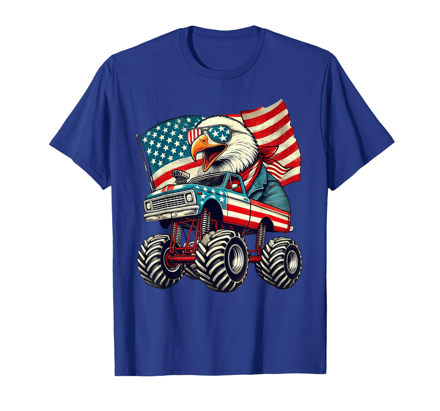 4th of July Eagle Monster Truck American Flag USA Men Boys T-Shirt