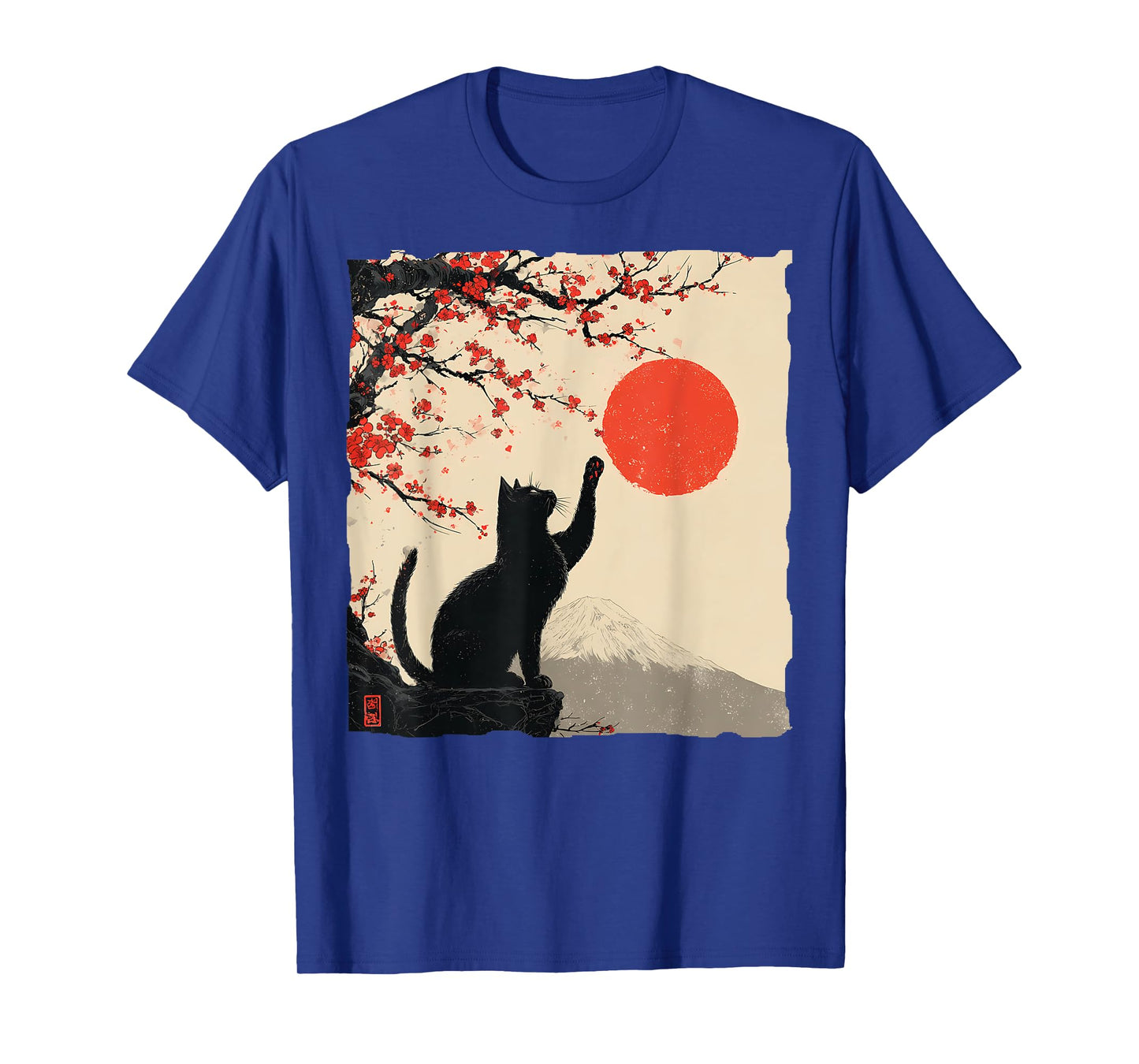 Vintage Japan Art Japanese Theme Retro Print Black Cat T-Shirt