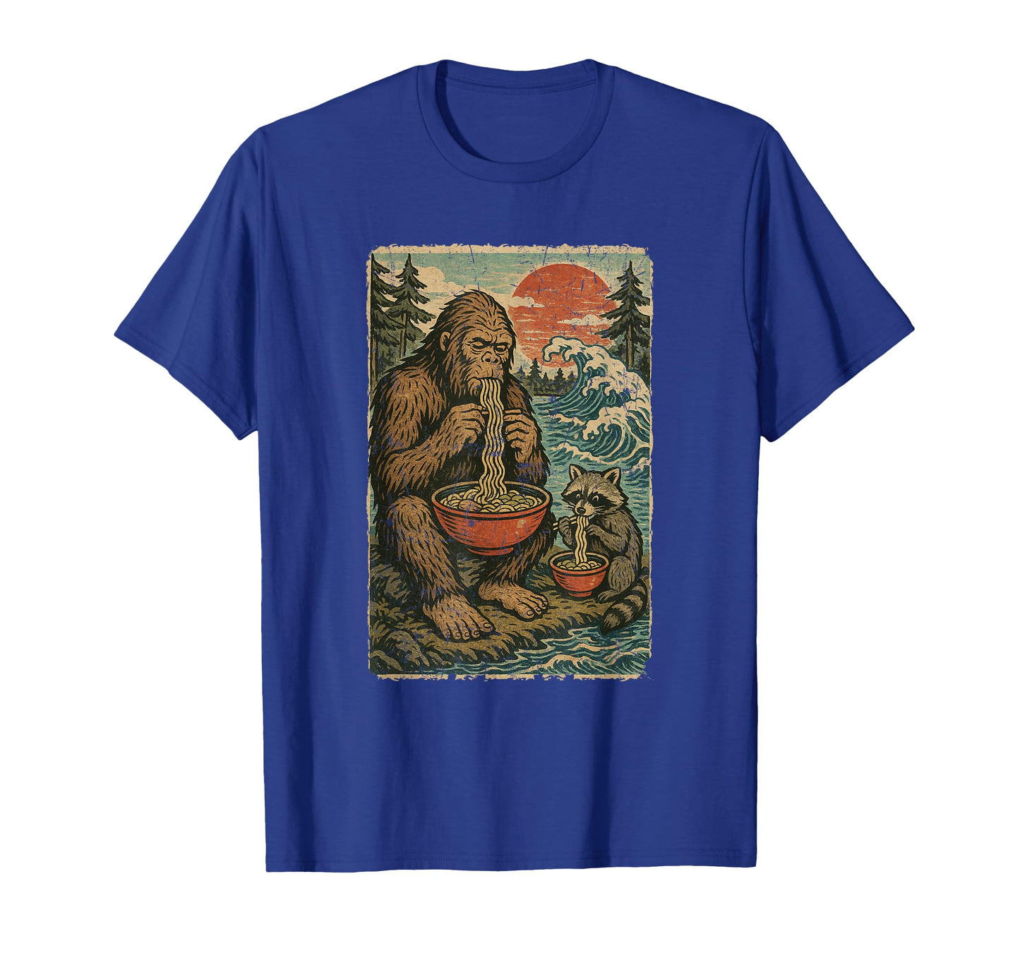 Anime Bigfoot Racoon Eating Ramen Funny Japanese Manga T-Shirt