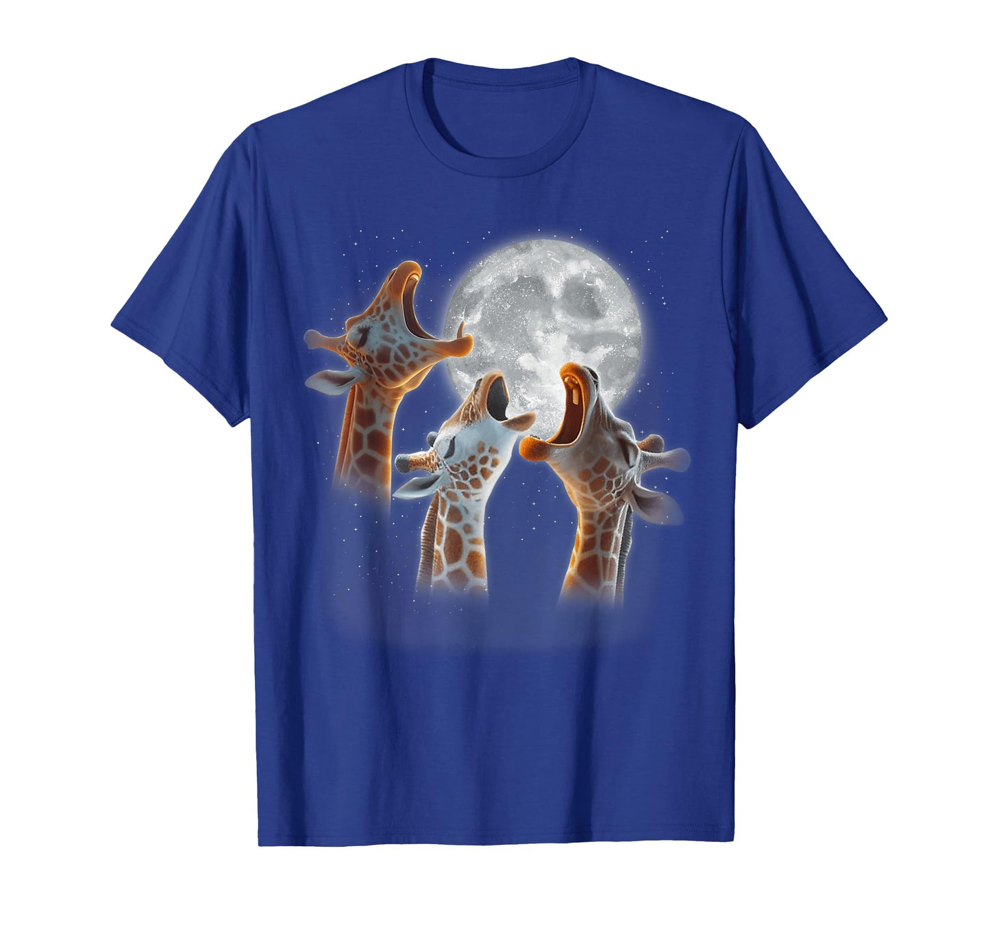 3 Giraffes Howling At The Moon Funny Giraffe Animal Lover T-Shirt
