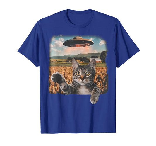 cat selfie with alien ufo T-Shirt