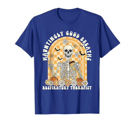 Hauntingly Good Breaths Respiratory Therapist RT Halloween T-Shirt