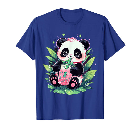 cute panda drinking bubble tea milk anime kawaii T-Shirt
