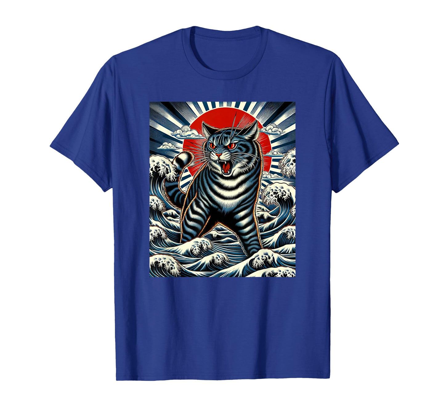 Kitty Kanagawa Cat Japanese Woodblock Catzilla Great Wave T-Shirt