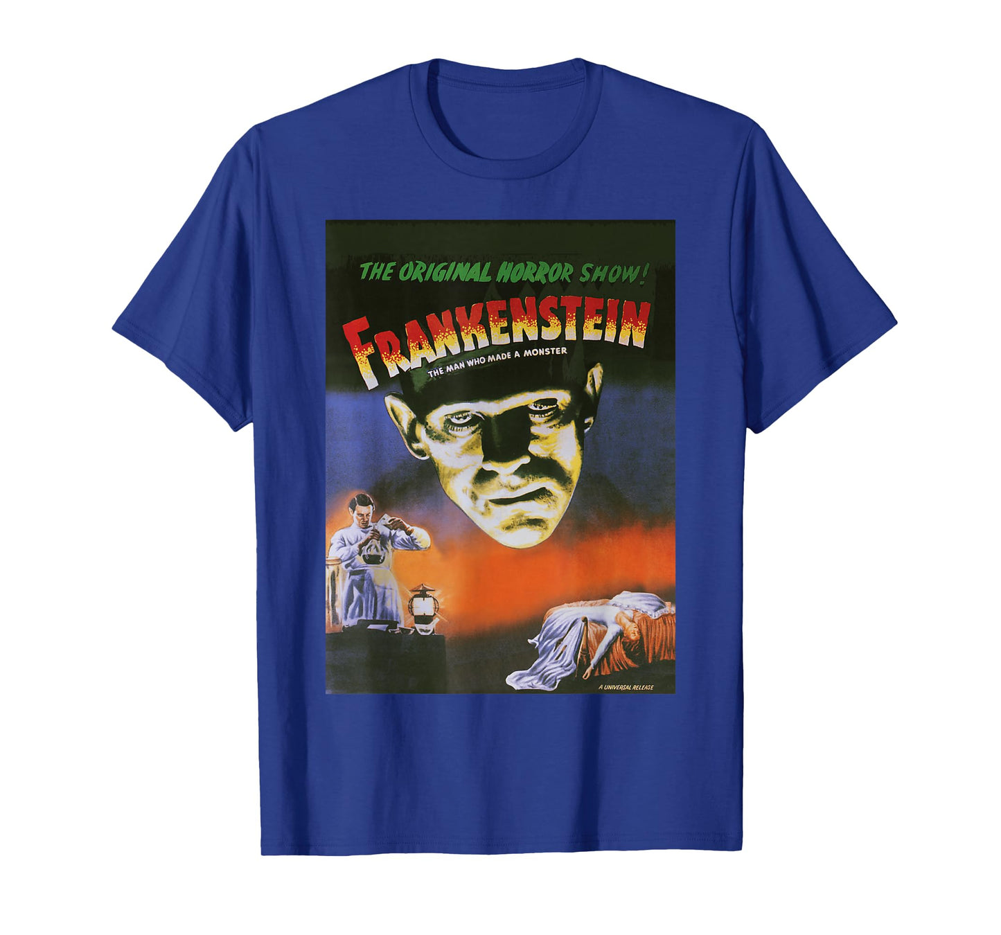 Universal Monsters Distressed Frankenstein Movie Poster T-Shirt