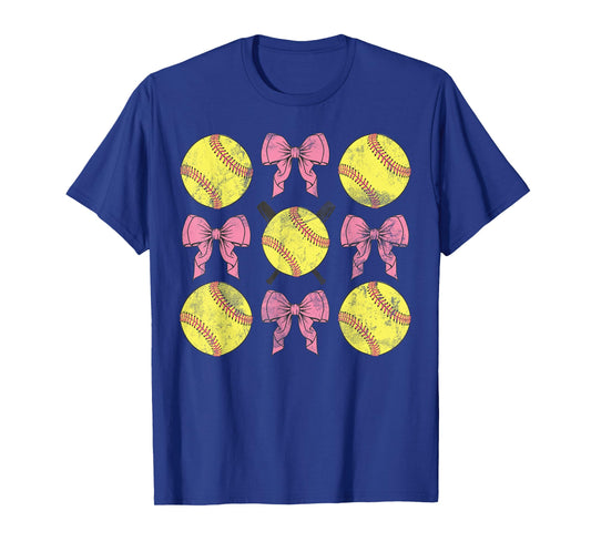 Softball Coquette Bows Game Day Softball Lover T-Shirt