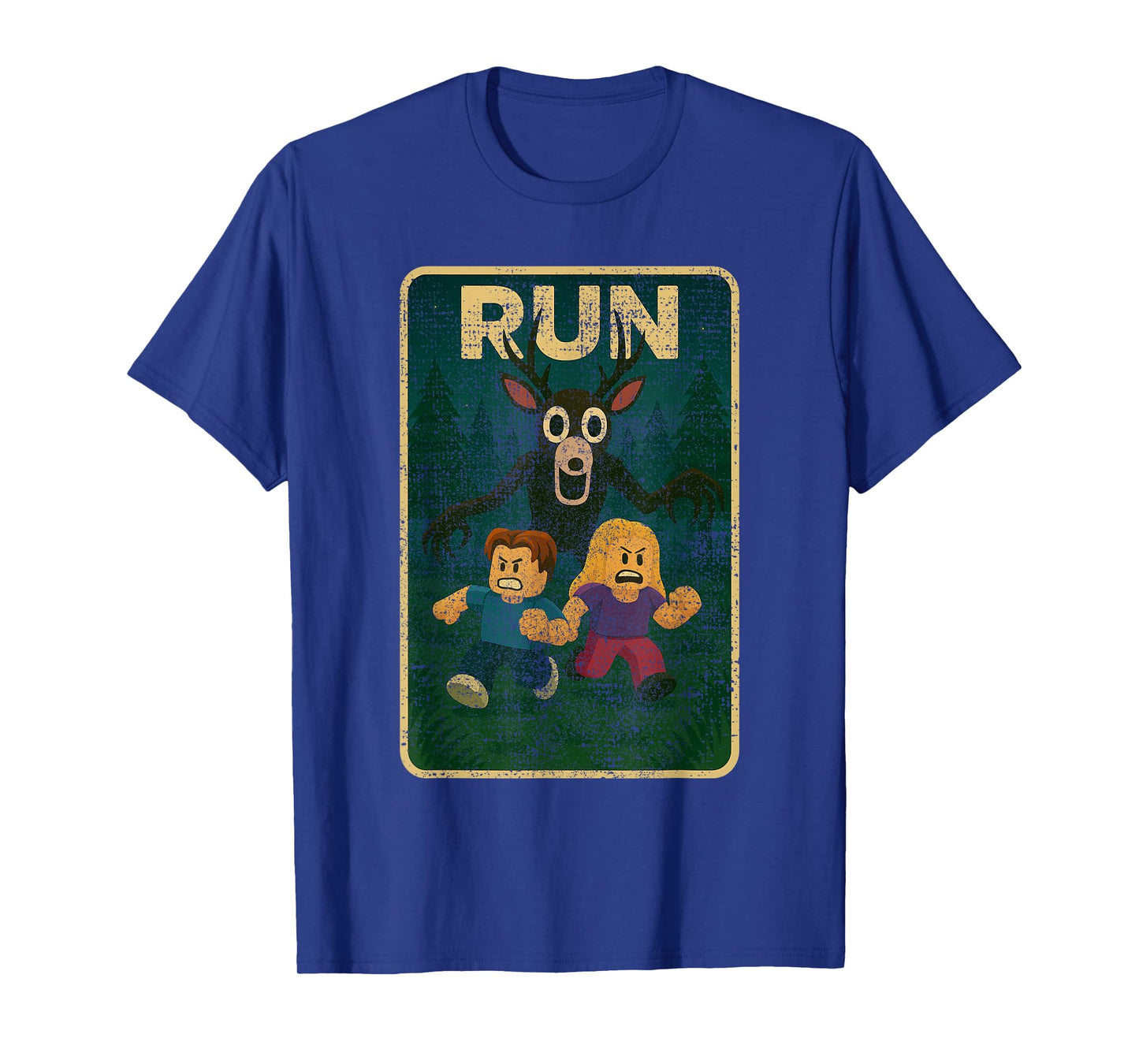 Run - 99 Nights Halloween Gamer Deer in The Forest Kids Meme T-Shirt