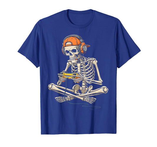 Halloween Skeleton Gamer Video Gaming Funny Gaming Skeleton T-Shirt
