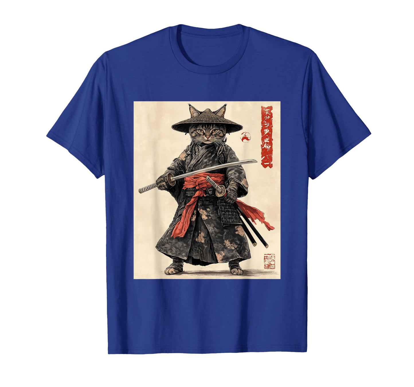 Samurai Cat T-Shirt - Japanese Art Style Warrior Graphic Tee T-Shirt
