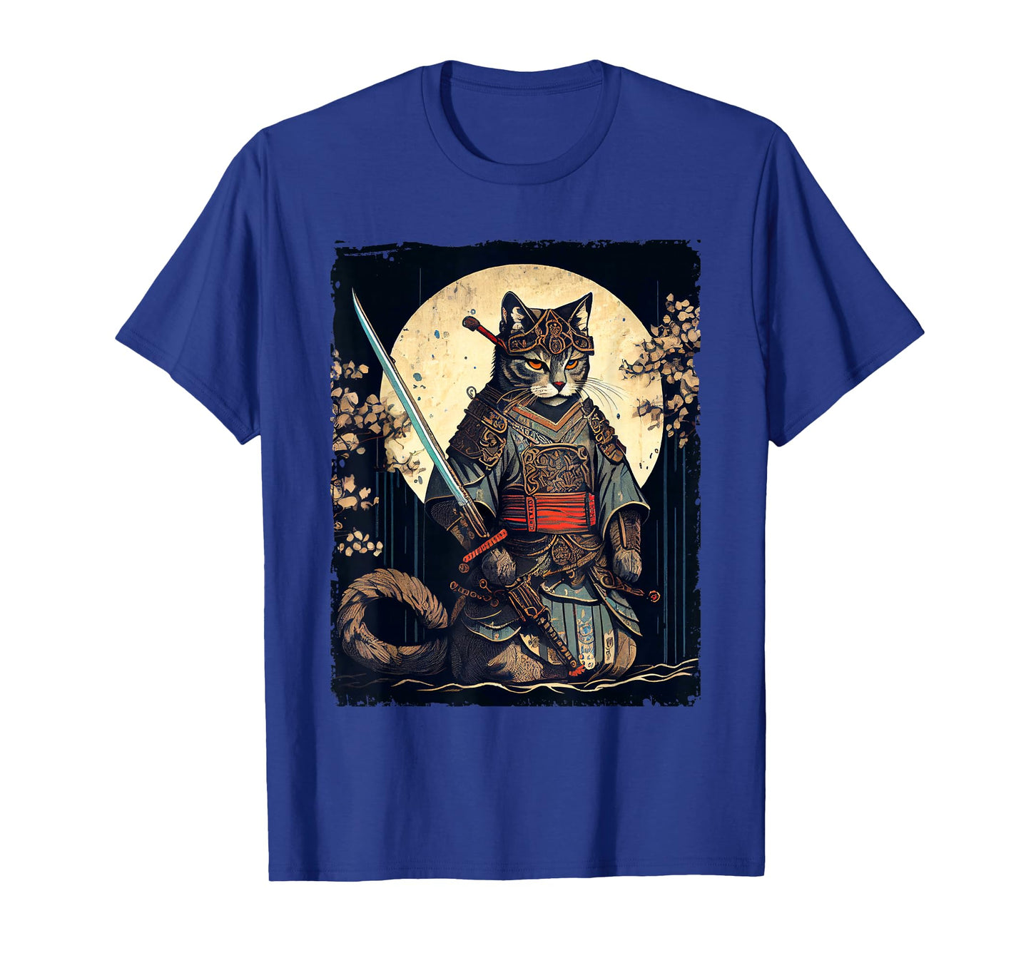 Vintage Samurai cat tee Japanese Ninja Art Aesthetic T-Shirt
