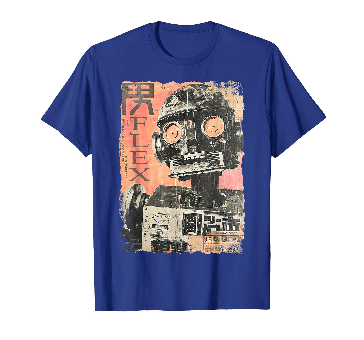 RTUZ Hip Hop Y2K Vintage Hipster Edgy Urban Streetwear Robot T-Shirt - Black, Small