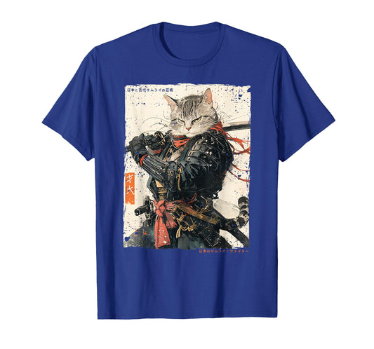 Samurai Cat Warrior Ukiyo Ink Artwork Cat Samurai T-Shirt