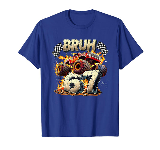 Bruh 67 Meme Funny Monster Truck 6 7 Costume Kids Youth Boys T-Shirt