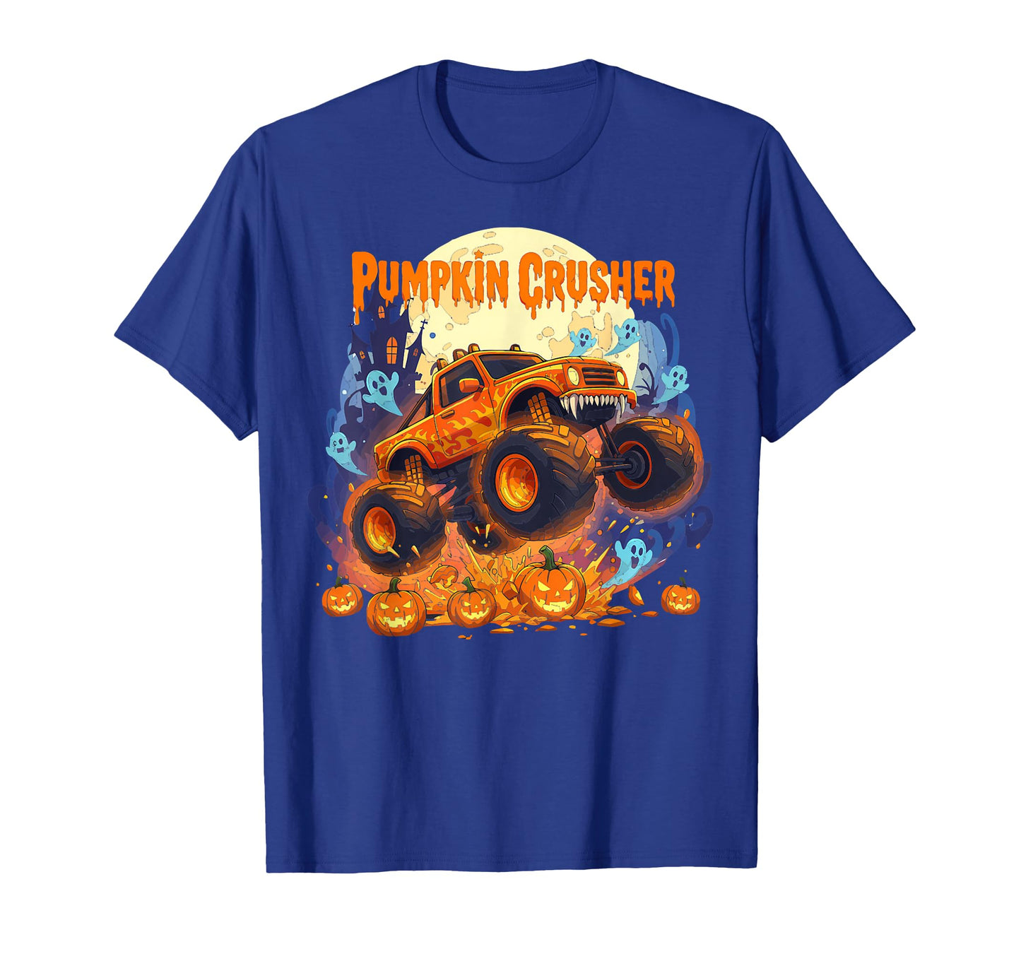 Pumpkin Crusher Monster Truck Ghosts Halloween for Boys T-Shirt
