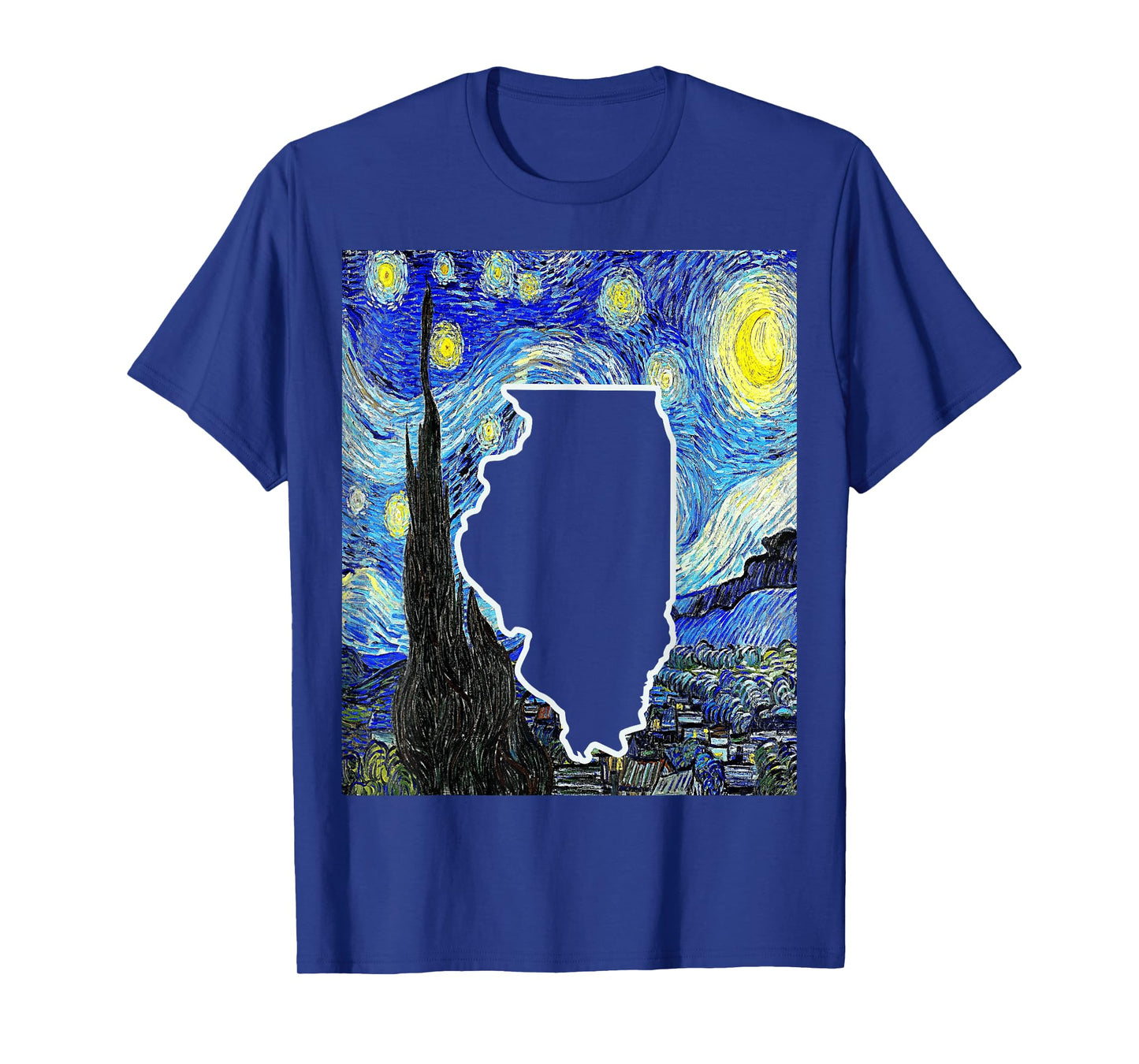 State Of Illinois Starry Night Illinois Map Illinoisan T-Shirt