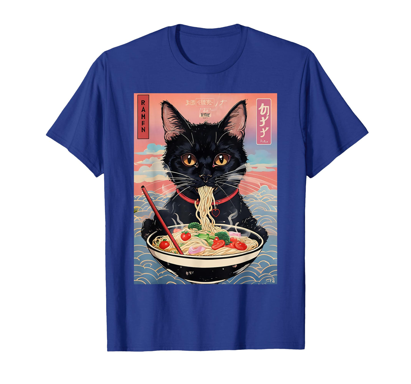Anime Manga Kawaii Otaku Style Urban Streetwear Ramen Cat T-Shirt