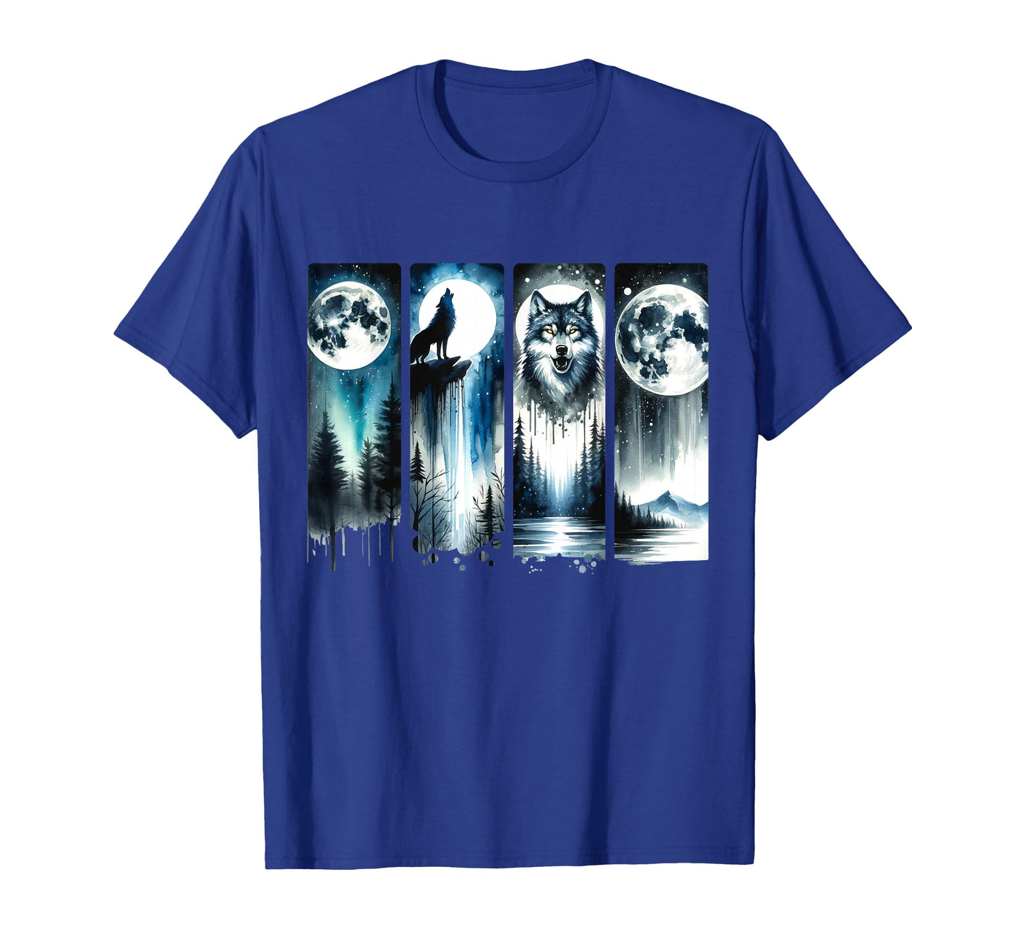 Wolf & Full Moon Forest Night Scene - Graphic T-Shirt