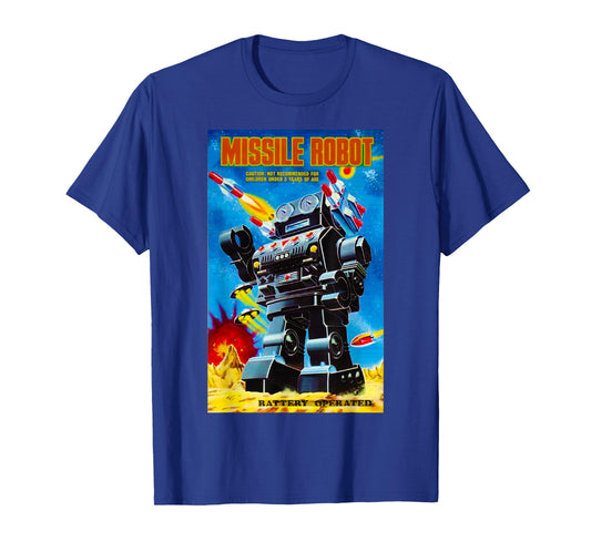 Vintage Graphics Missile Robot Retro Old American USA Toy T-Shirt Small