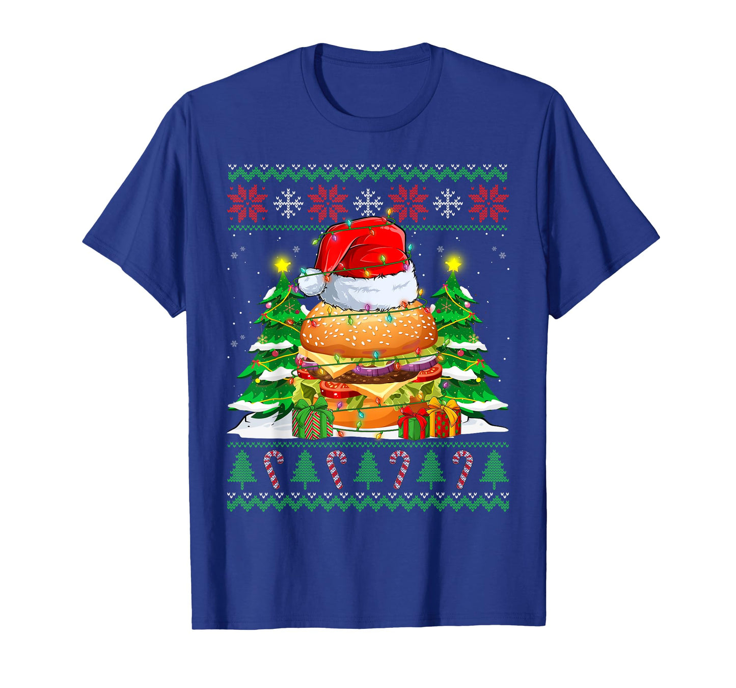 Santa Hamburger Fast Food Lovers Ugly Xmas Sweater Christmas T-Shirt