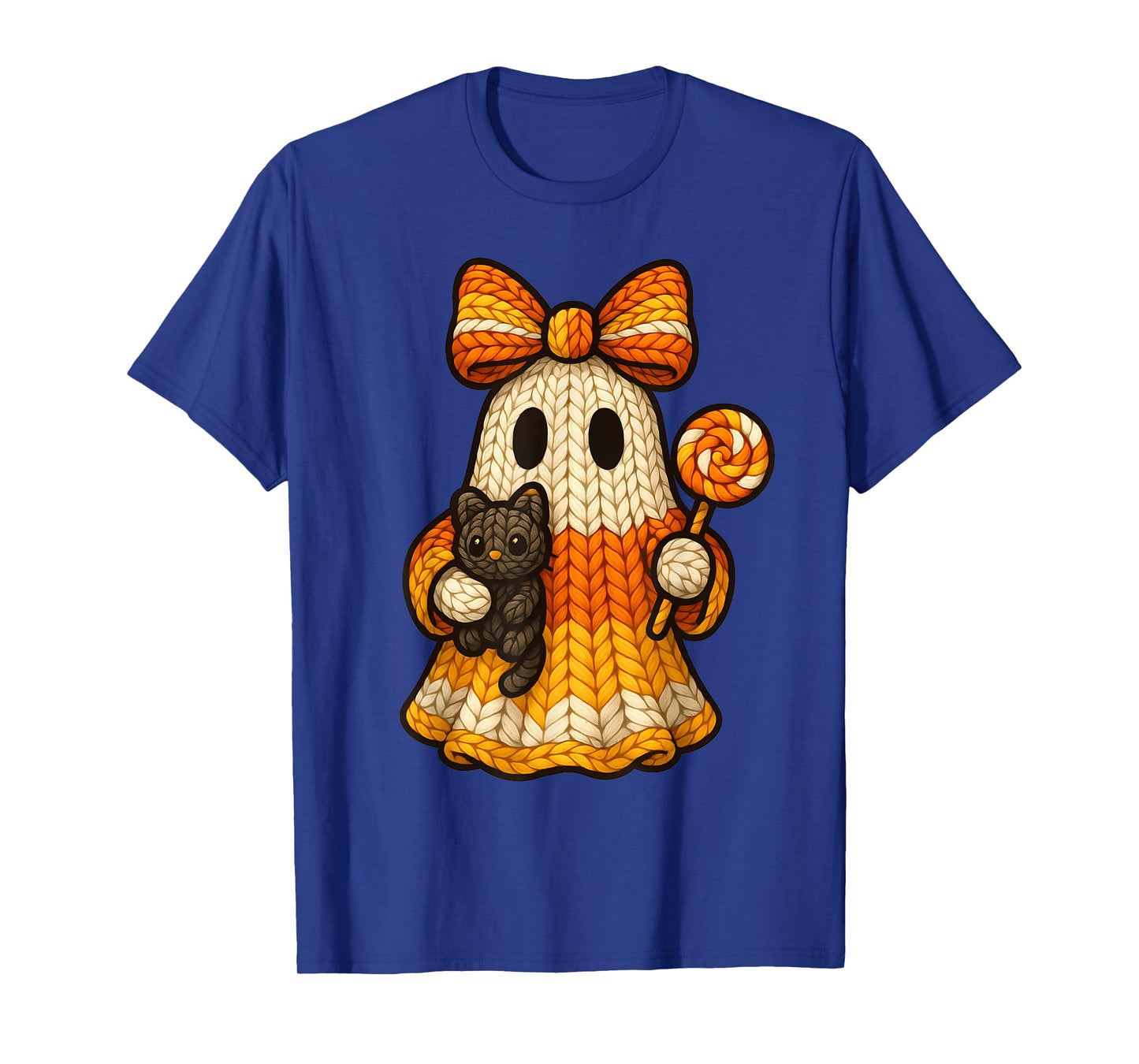 Ghost Coquette Black Cat Knitting Crocheting Yarn Halloween T-Shirt