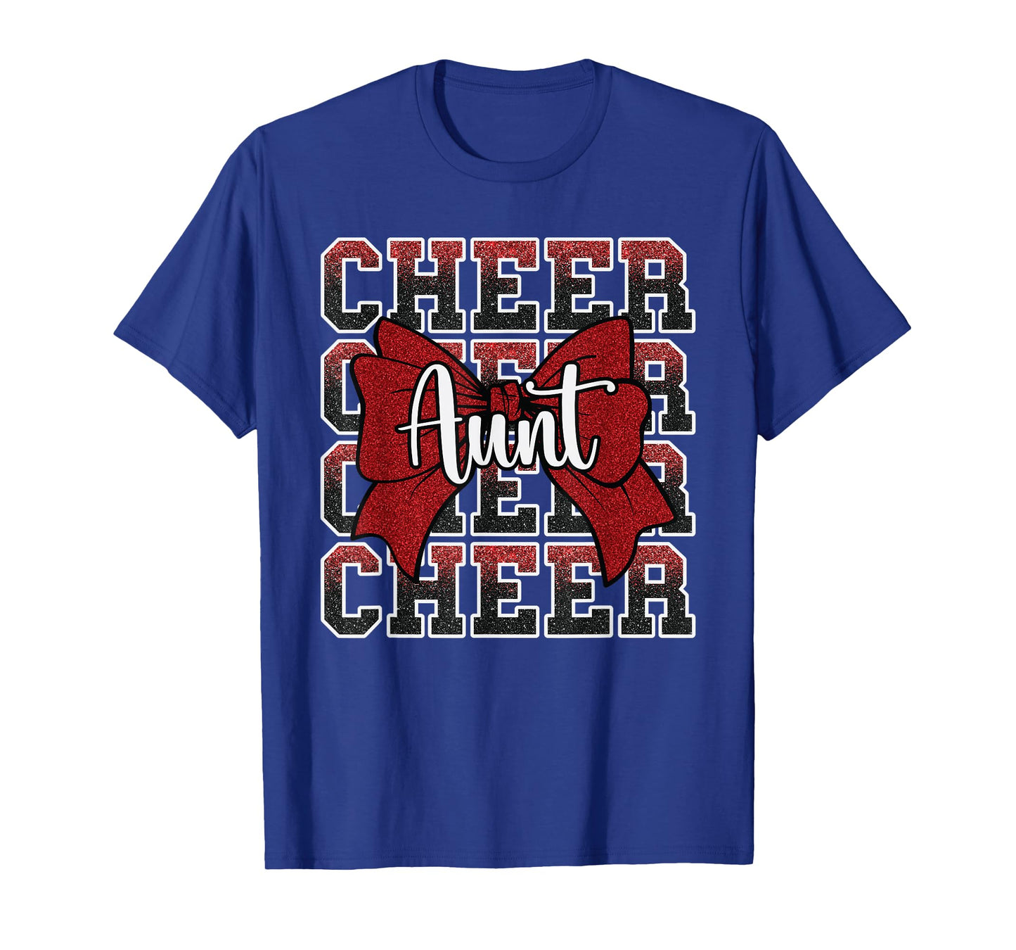 Cheer Aunt Auntie Bow Sport Cheerleader Cheerleading Red T-Shirt